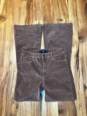 Hollister Corduroy Flare Pants Womens 7R Brown High Rise Bootcut Y2K Stretch